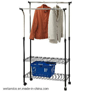 Extendable Adjustable Double-Rod Garment Shelf Racking (CJ-B1028)